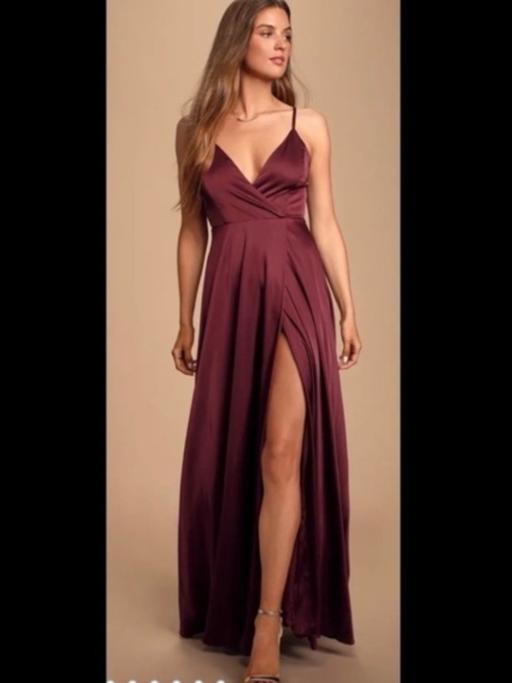 Lulu's Deep Burgandy Spaghetti Strap Maxi Dress